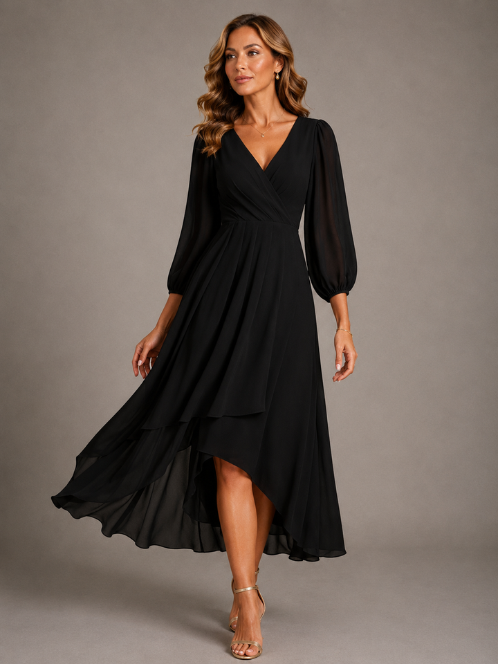 Mia | Elegant Long Dress with V-Neck