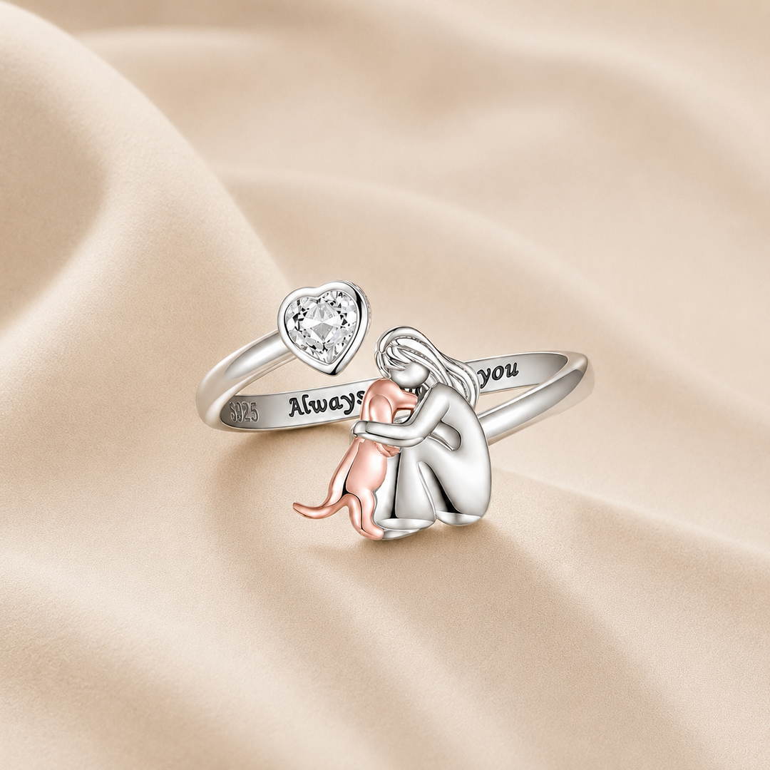 The Eternal Embrace - Adjustable Ring with Engraving
