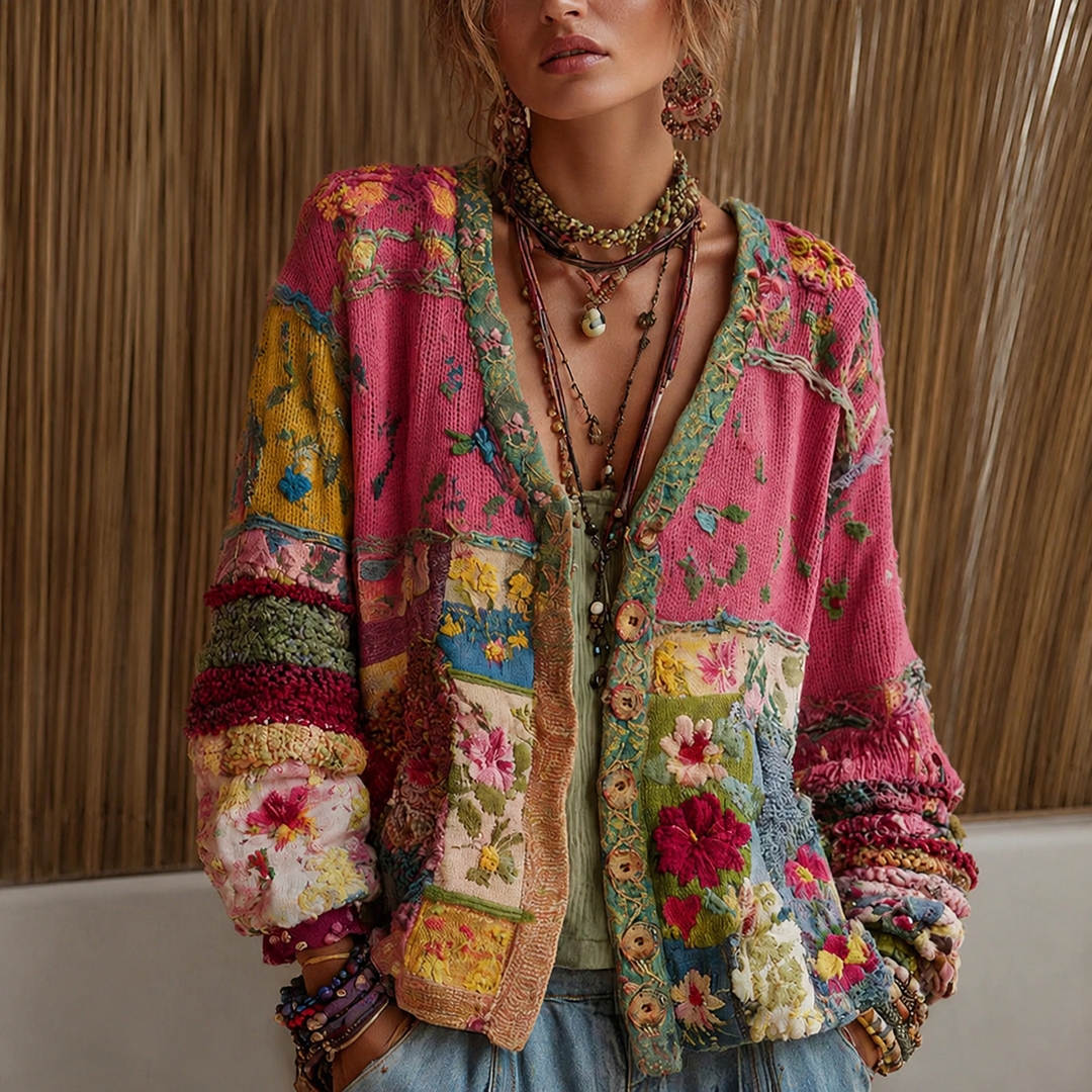 Genova - Textured Patchwork Cardigan