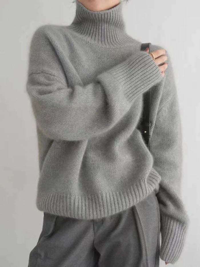 Pull col roulé en laine de coton