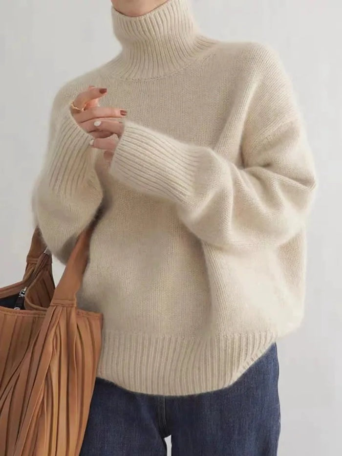 Pull col roulé en laine de coton