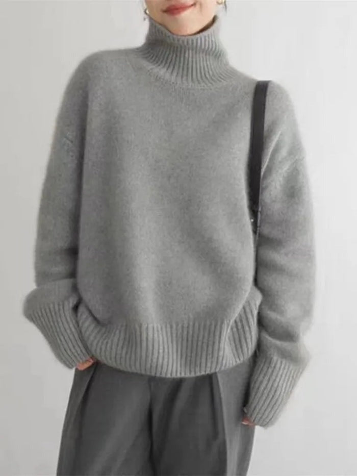 Pull col roulé en laine de coton