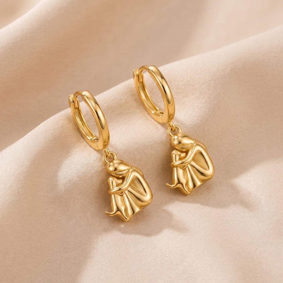 The Eternal Embrace — Women's Earrings with Dog
