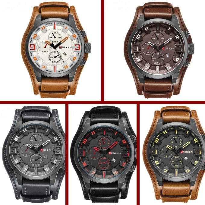 Montre chrono en cuir de vachette