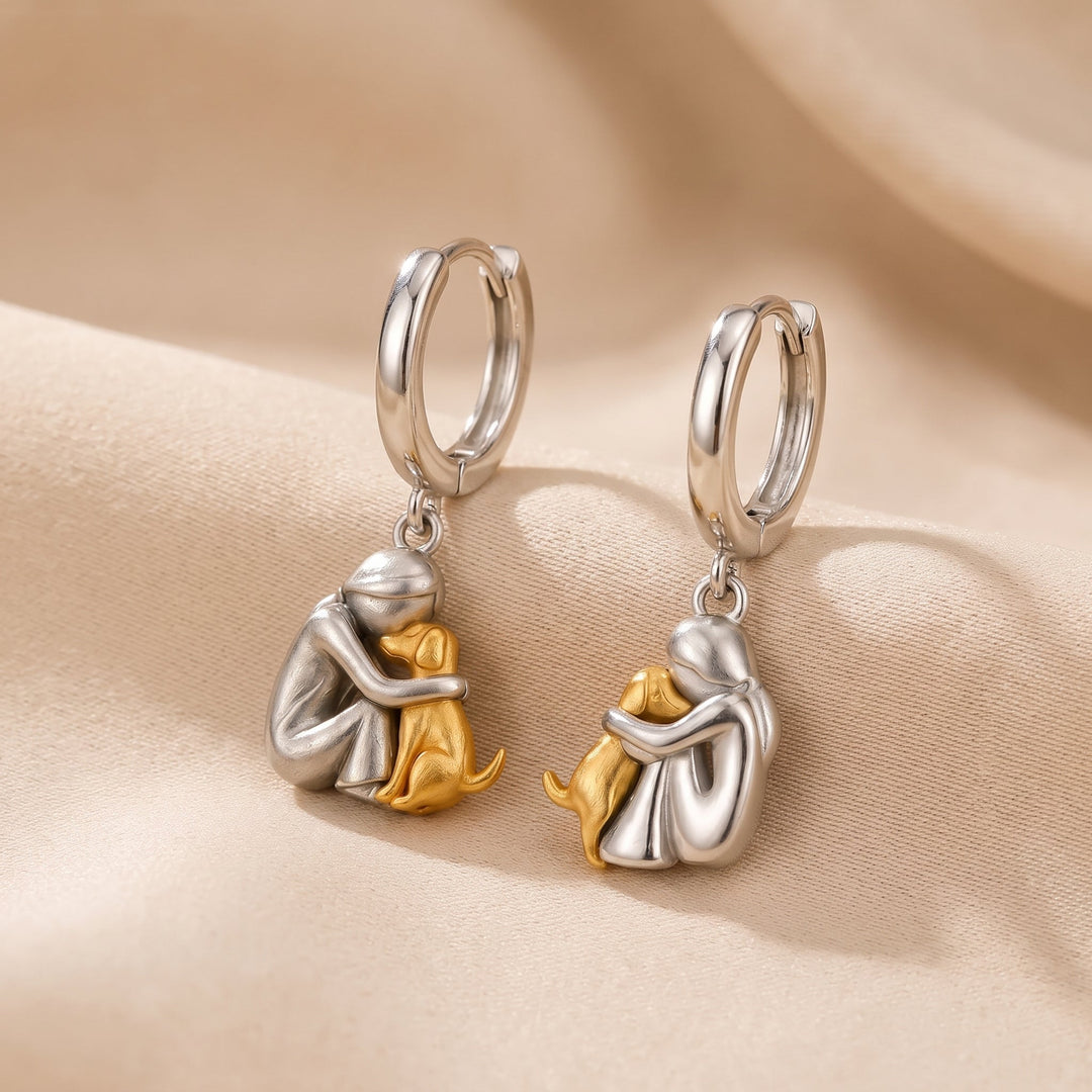 The Eternal Embrace — Women's Earrings with Dog