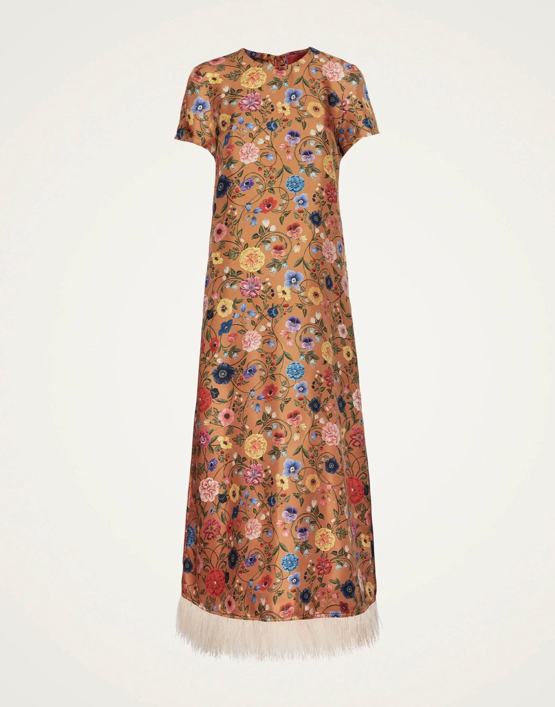 Robe à imprimé floral et plumes