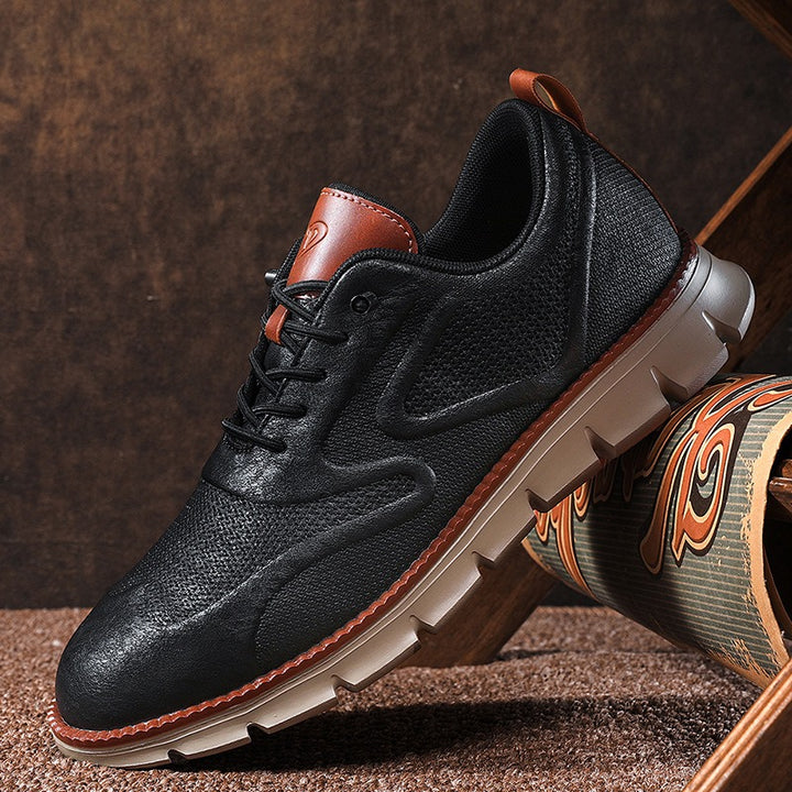 Baskets en cuir et en mesh respirant