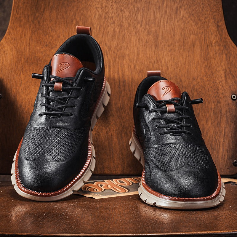 Baskets en cuir et en mesh respirant