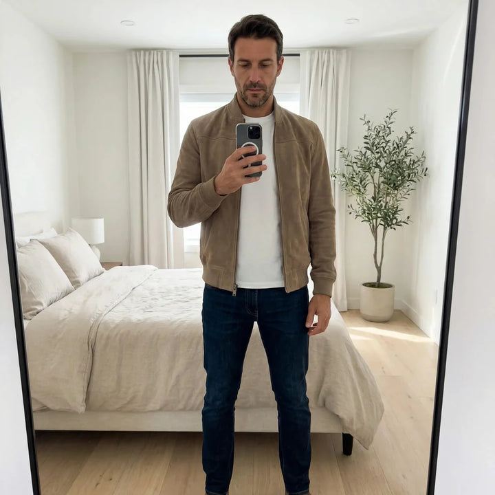 Riviera — Men’s Suede Bomber Jacket