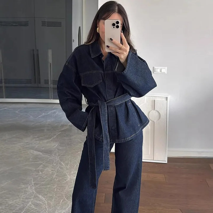 Ensemble de pantalon en jean avec ceinture