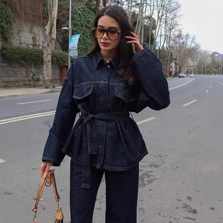 Ensemble de pantalon en jean avec ceinture