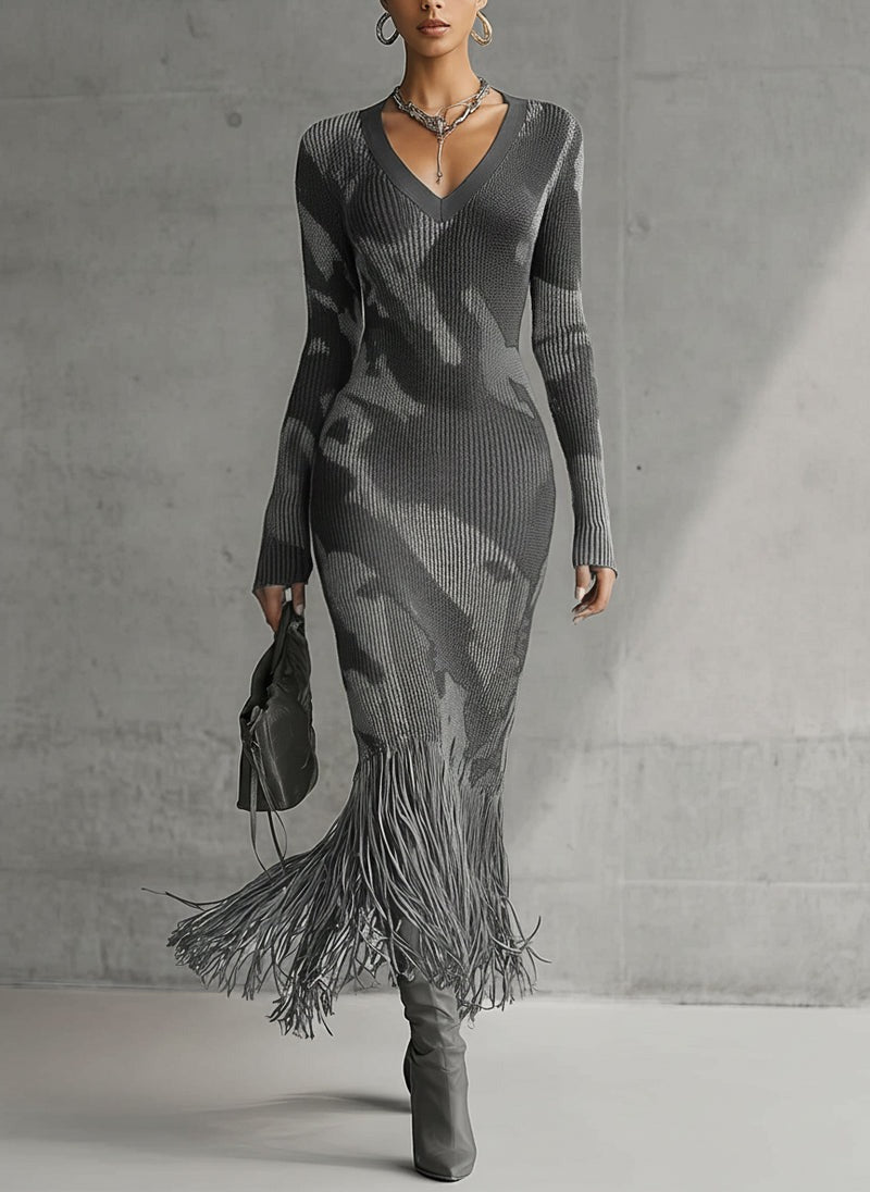 Robe moulante en maille camouflage