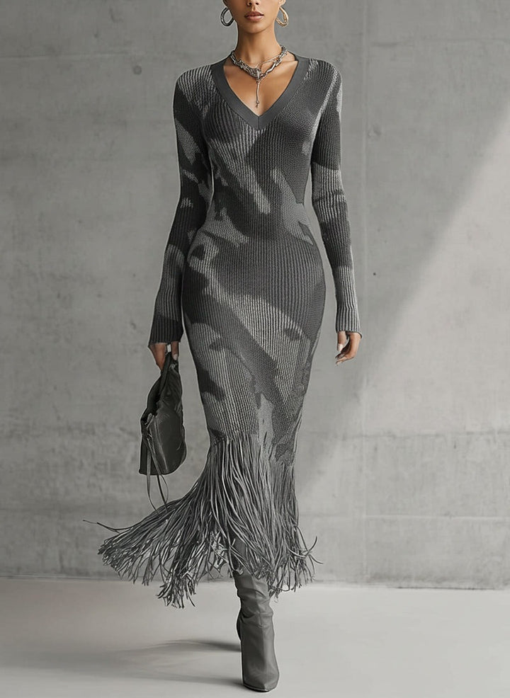 Robe moulante en maille camouflage