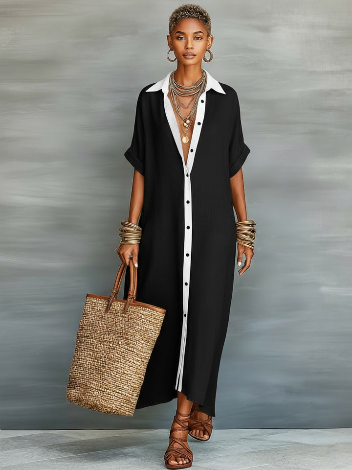 Robe chemise longue en lin mélangé