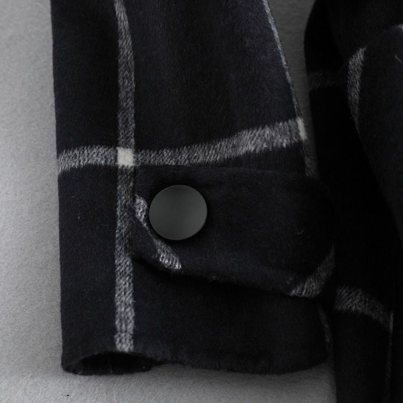 Manteau en tweed à carreaux rétro pour femme