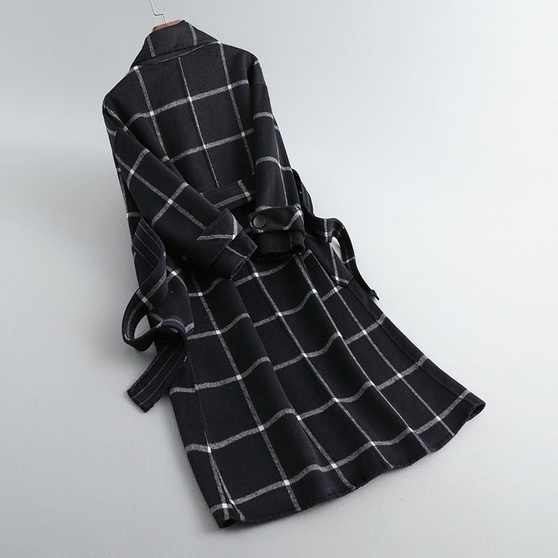 Manteau en tweed à carreaux rétro pour femme