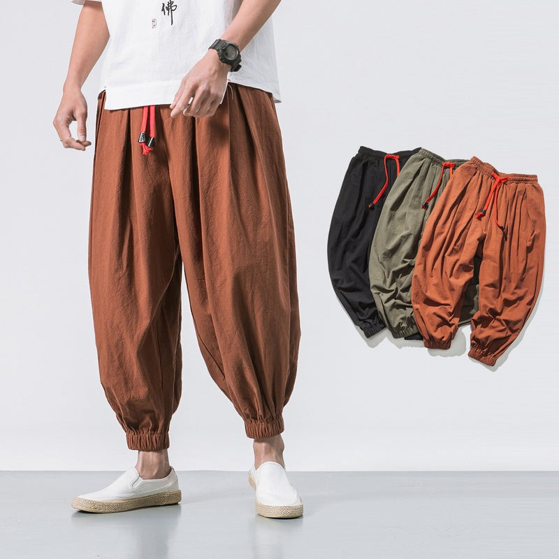 Pantalon surdimensionné en coton et lin Kaito