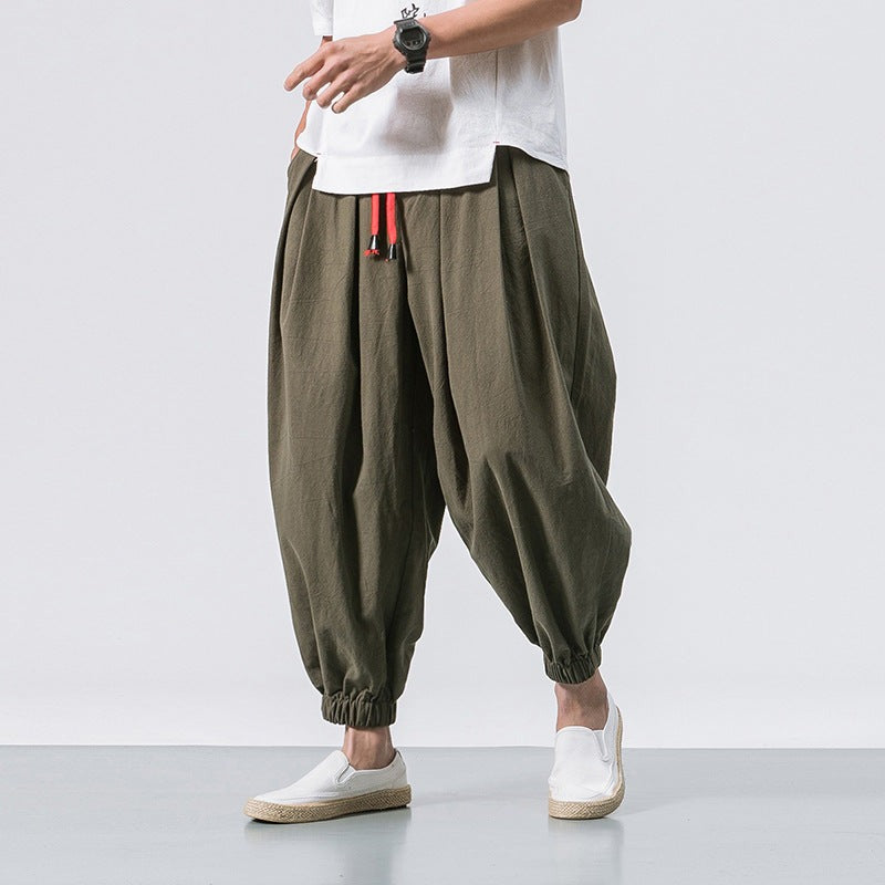 Pantalon surdimensionné en coton et lin Kaito