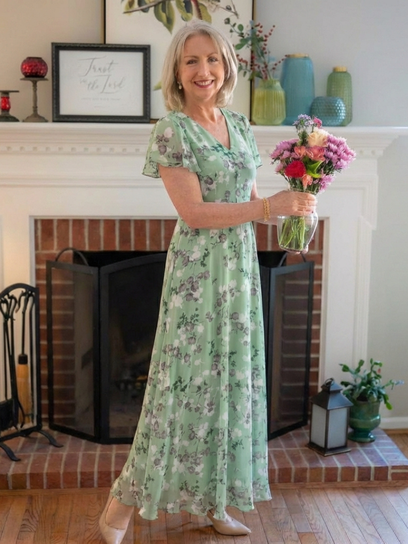 Paola | Floral Chiffon Maxi Dress