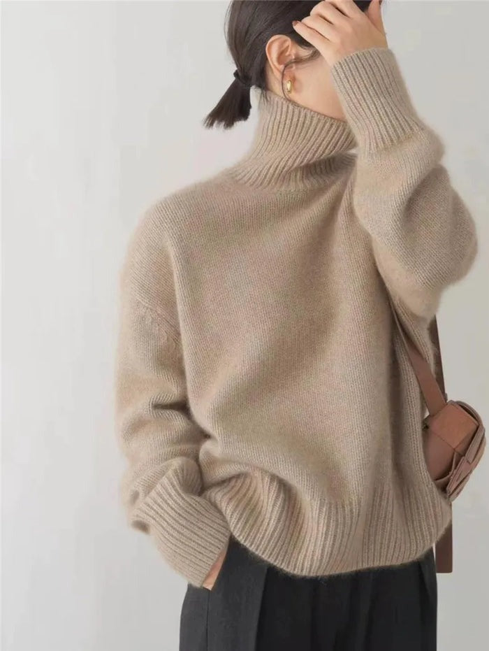Pull col roulé en laine de coton
