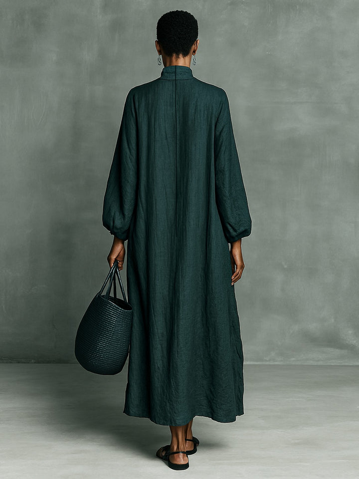 Robe longue ample en coton et lin mélangés