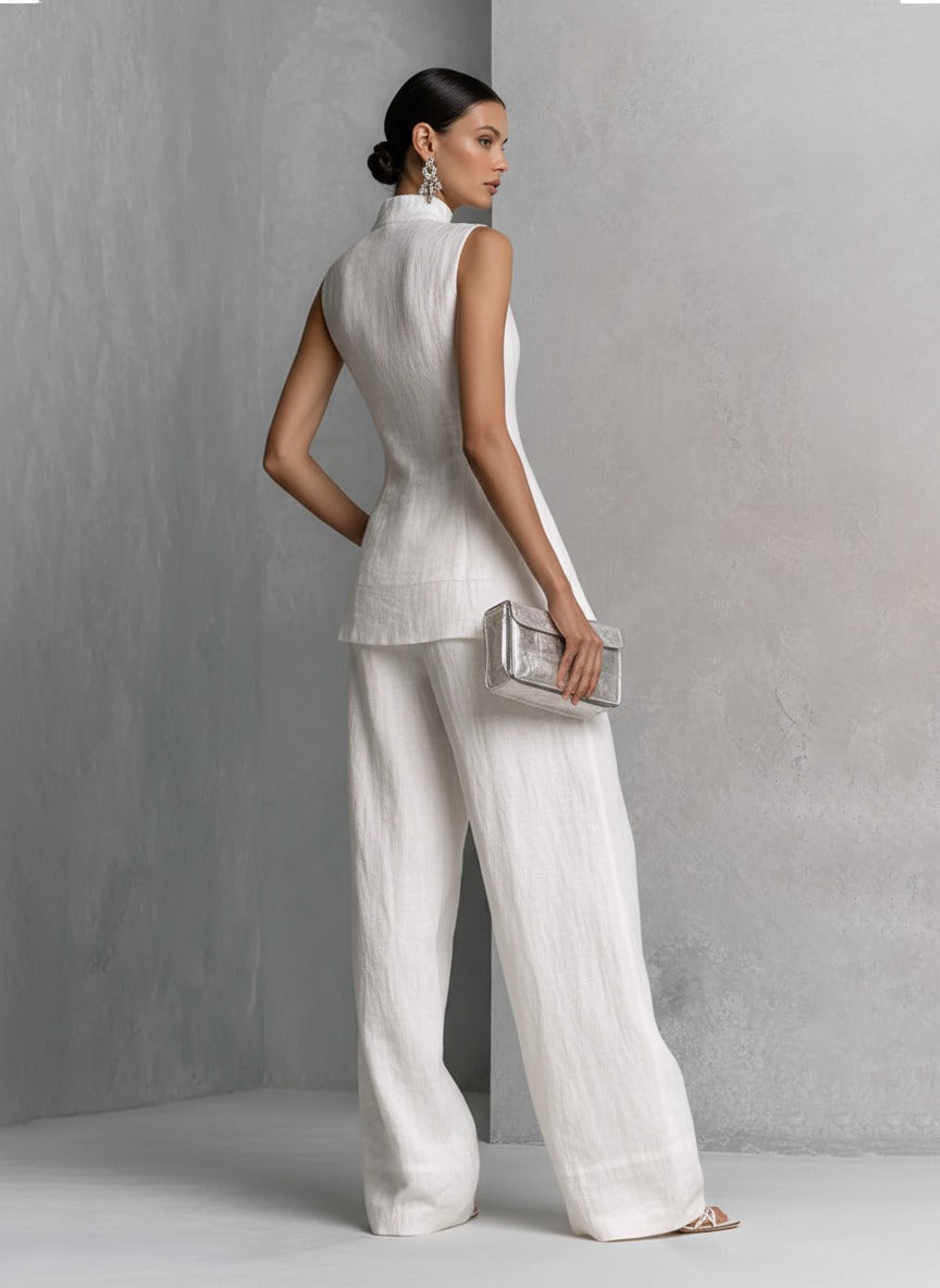 Ensemble élégant tissu blanc froissé