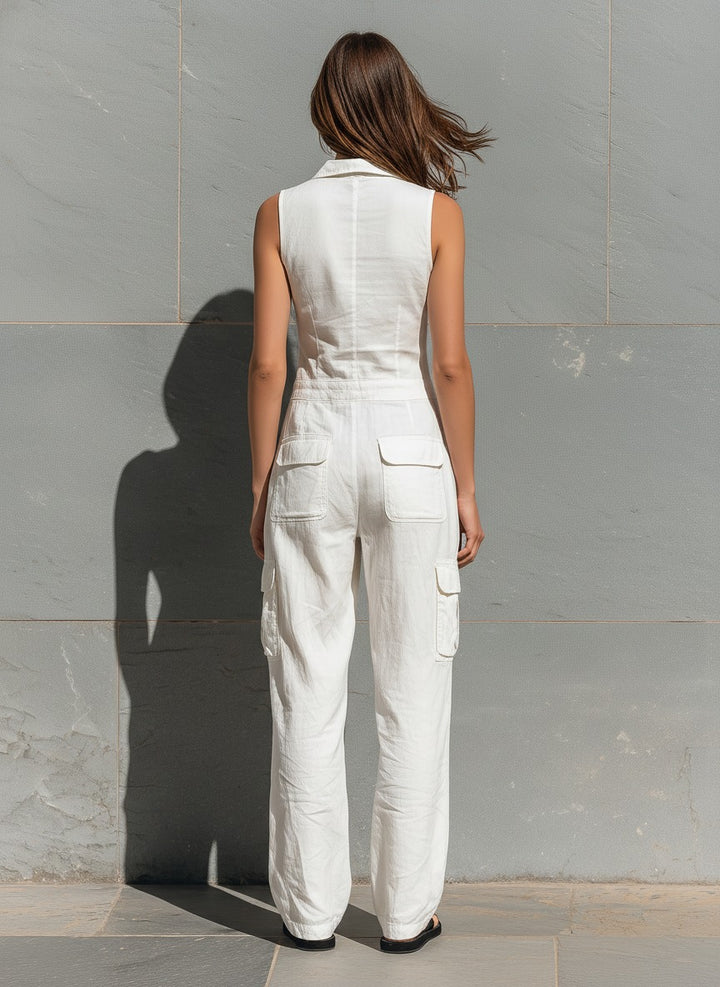 Combinaison sans manches minimaliste en mélange de coton