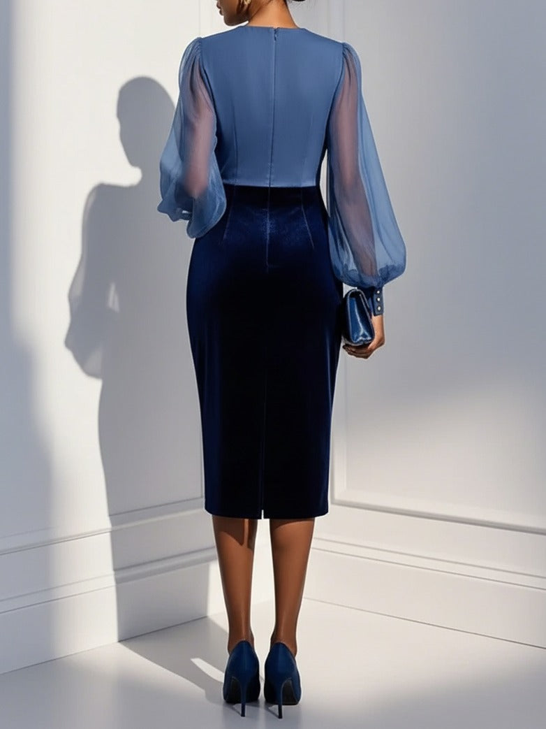 Robe en velours à manches ballon fendues