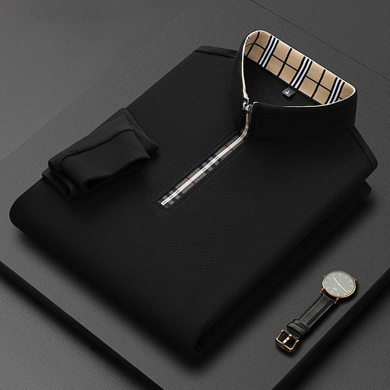 Polo à demi‑zip à motif à carreaux