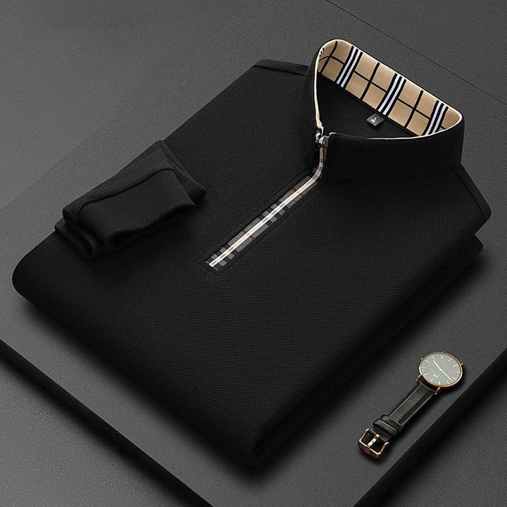 Polo à demi‑zip à motif à carreaux