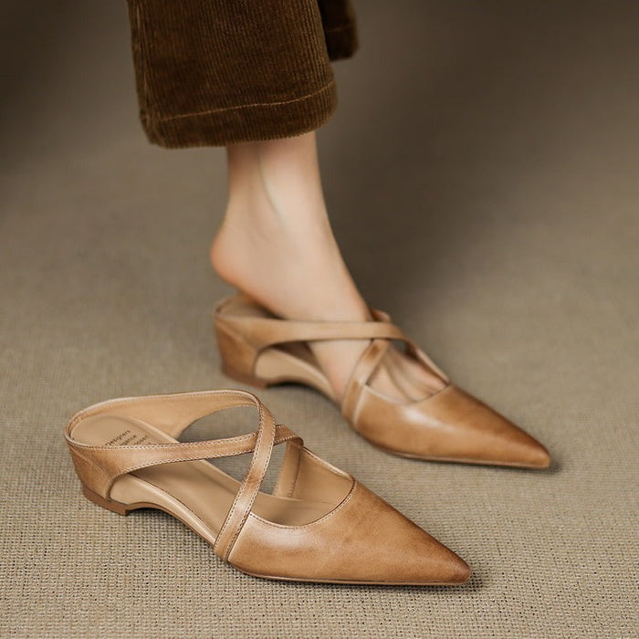 Mule en cuir à brides croisées