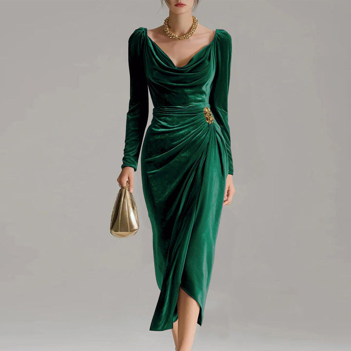 Robe midi en velours Sylvana