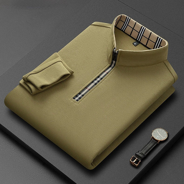 Polo à demi‑zip à motif à carreaux