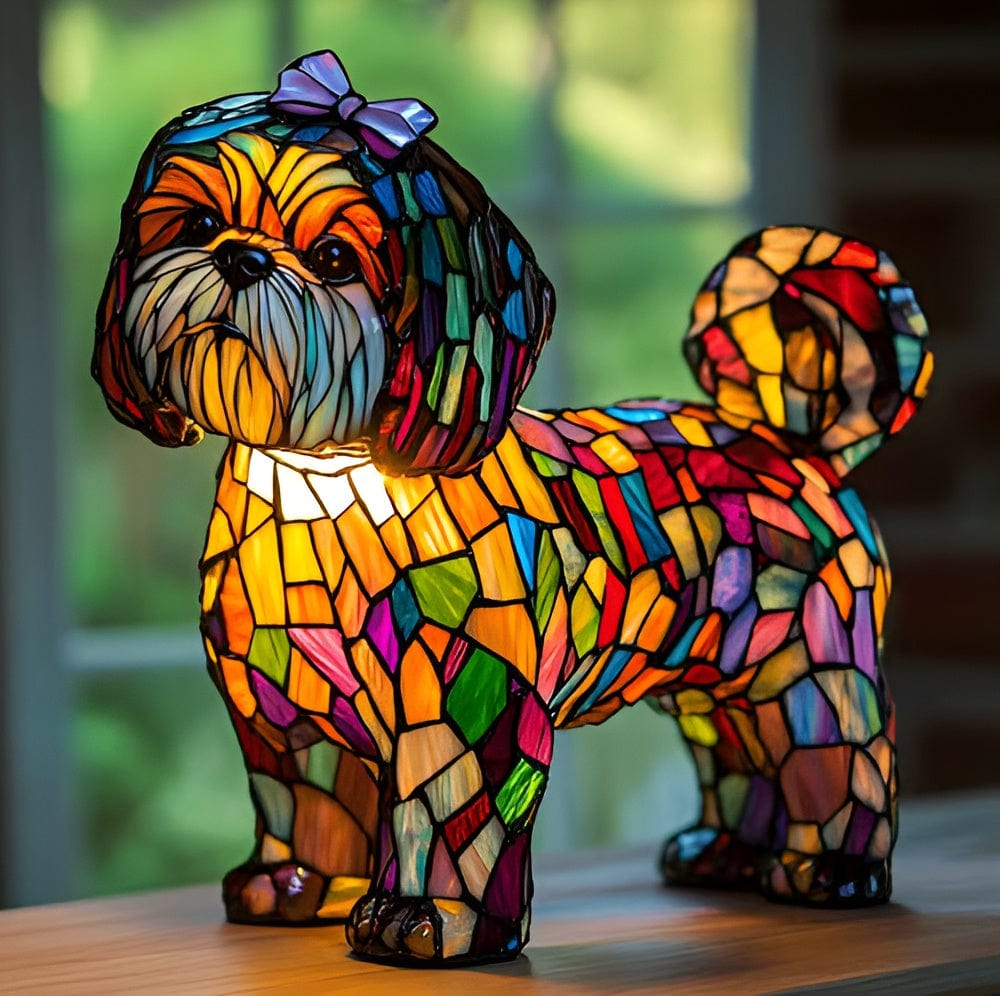 Glow Shih Tzu Lamp with Pretty Bow