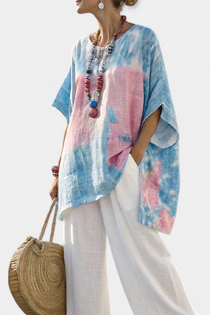 Top en lin essentiel confortable et pantalons rayés en bambou