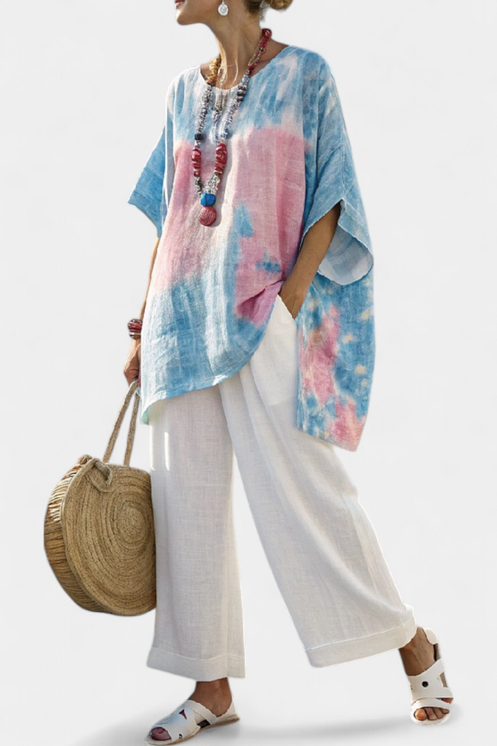 Top en lin essentiel confortable et pantalons rayés en bambou