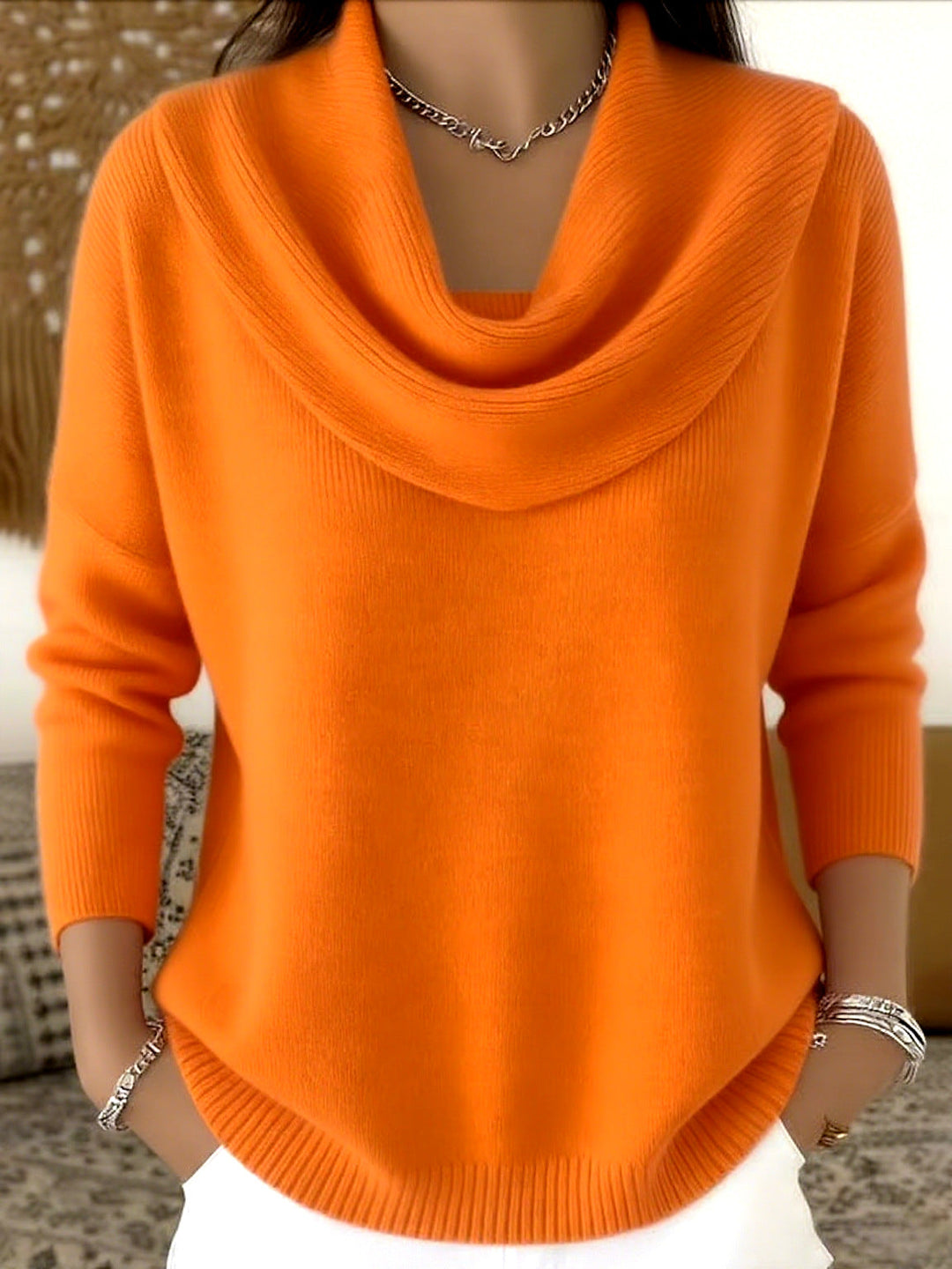 GRACEFUL COLLARED SWEATER FOR WOMEN