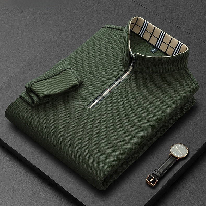 Polo à demi‑zip à motif à carreaux