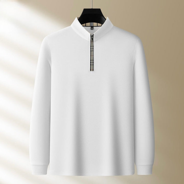 Polo à demi‑zip à motif à carreaux