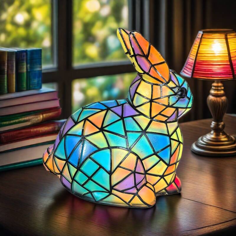 Colorful Glass Magic Lamp in the Shape of a Rabbit