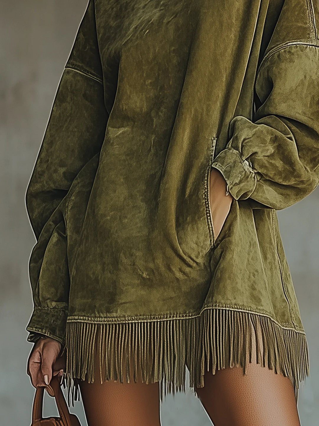 Robe tunique en suédine avec franges Darcie