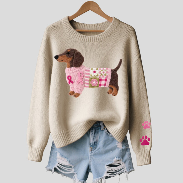 Pull en laine à motif teckel