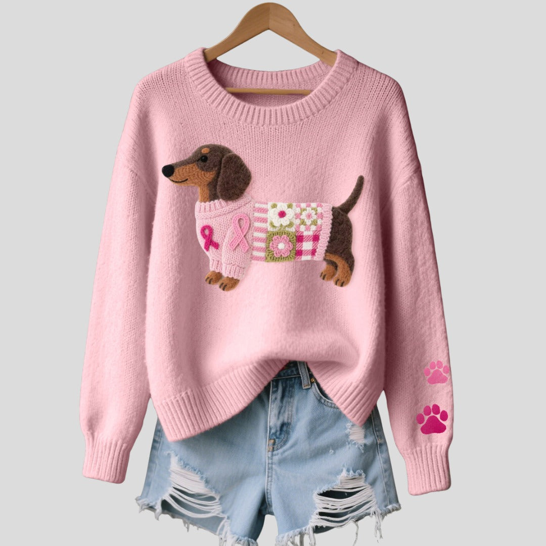 Pull en laine à motif teckel