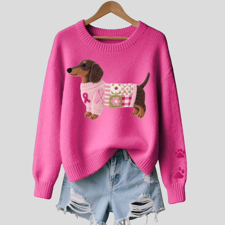 Pull en laine à motif teckel