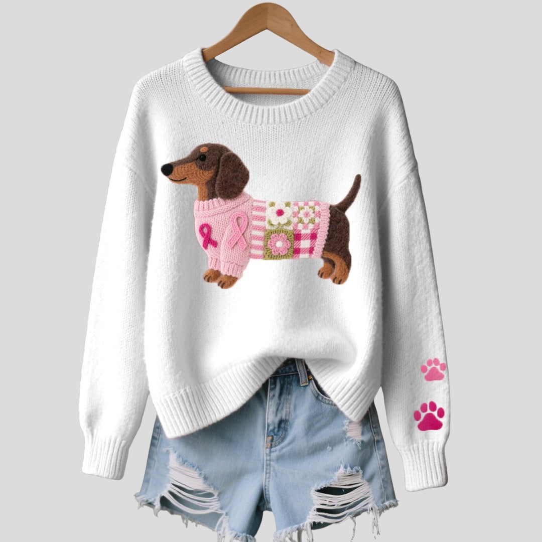 Pull en laine à motif teckel