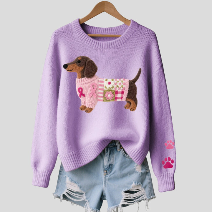 Pull en laine à motif teckel