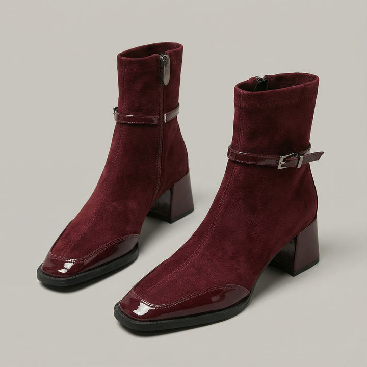 Bottines élégantes à talon en daim