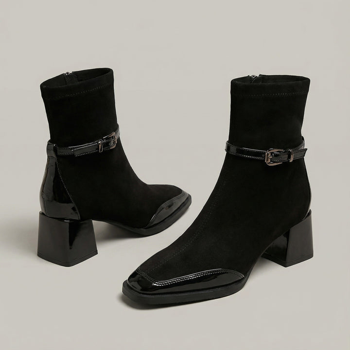 Bottines élégantes à talon en daim
