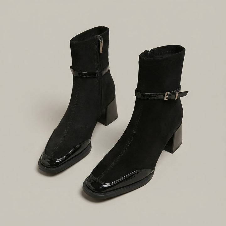 Bottines élégantes à talon en daim
