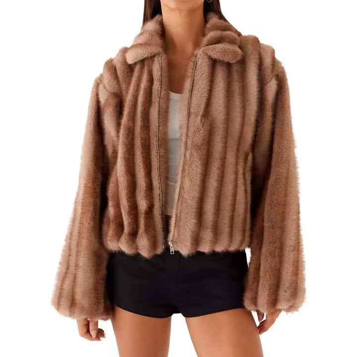 Veste ample en fausse fourrure pour l'hiver